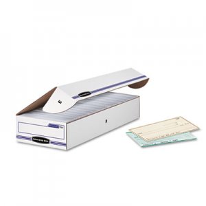 Bankers Box 00706 STOR/FILE Storage Box, Check, Flip-Top Lid, White/Blue, 12/Carton