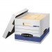 Bankers Box 00789 STOR/FILE Med-Duty Letter/Legal Storage Boxes, Locking Lid, White/Blue, 12/CT