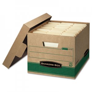 Bankers Box 12770 STOR/FILE Extra Strength Storage Box, Letter/Legal, Kraft/Green, 12/Carton