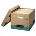 Bankers Box 12775 R-KIVE Storage Box, Letter/Legal, Locking Lift-off Lid, Kraft/Green, 12/Carton