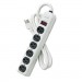 Fellowes 99027 Six-Outlet Metal Power Strip, 120V, 6ft Cord, 12 3/16 x 2 1/2 x 1 3
