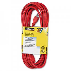 Fellowes 99597 Indoor/Outdoor Heavy-Duty 3-Prong Plug Extension Cord, 1-Outlet, 25ft, Orange