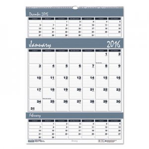 House of Doolittle 342 Bar Harbor Wirebound Three-Months-per-Page Wall Calendar, 12 x 17, 2015-2017