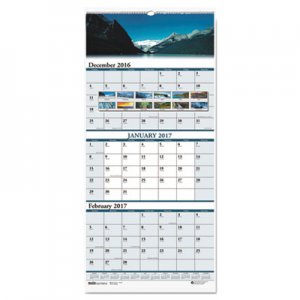House of Doolittle 3638 Recycled Scenic Landscapes Three-Months/Page Wall Calendar, 12.25x26, 2016-2018