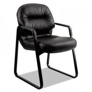 HON 2093SR11T 2090 Pillow-Soft Series Leather Guest Arm Chair, Black