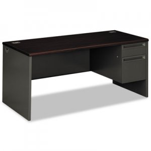 HON 38291RNS 38000 Series Right Pedestal Desk, 66w x 30d x 29-1/2h, Mahogany/Charcoal