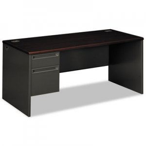 HON 38292LNS 38000 Series Left Pedestal Desk, 66w x 30d x 29-1/2h, Mahogany/Charcoal