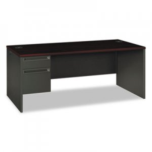 HON 38294LNS 38000 Series Left Pedestal Desk, 72w x 36d x 29-1/2h, Mahogany/Charcoal