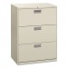 HON 673LQ 600 Series Three-Drawer Lateral File, 30w x 19-1/4d, Light Gray