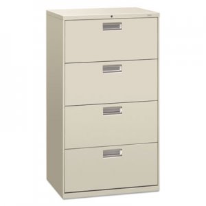 HON 674LQ 600 Series Four-Drawer Lateral File, 30w x 19-1/4d, Light Gray