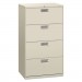 HON 674LQ 600 Series Four-Drawer Lateral File, 30w x 19-1/4d, Light Gray