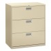 HON 683LL 600 Series Three-Drawer Lateral File, 36w x 19-1/4d, Putty