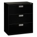 HON 683LP 600 Series Three-Drawer Lateral File, 36w x 19-1/4d, Black