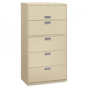 HON 685LL 600 Series Five-Drawer Lateral File, 36w x 19-1/4d, Putty