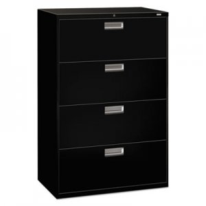 HON 684LP 600 Series Four-Drawer Lateral File, 36w x 19-1/4d, Black