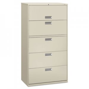 HON 685LQ 600 Series Five-Drawer Lateral File, 36w x 19-1/4d, Light Gray