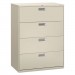 HON 694LQ 600 Series Four-Drawer Lateral File, 42w x 19-1/4d, Light Gray