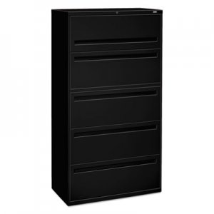 HON 785LP 700 Series Five-Drawer Lateral File w/Roll-Out & Posting Shelf, 36w, Black