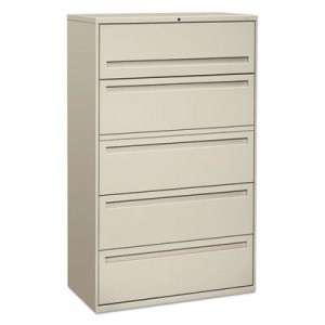HON 795LQ 700 Series Five-Drwr Lateral File w/Roll-Out & Posting Shelves, 42w, Light Gray