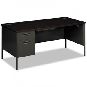 HON P3266LNS Metro Classic Left Pedestal Desk, 66w x 30d, Mahogany/Charcoal