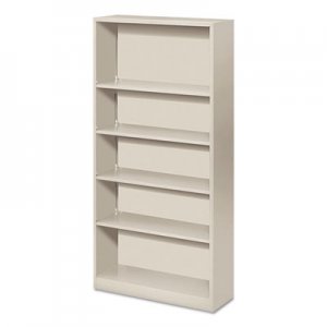 HON S72ABCQ Metal Bookcase, Five-Shelf, 34-1/2w x 12-5/8d x 71h, Light Gray