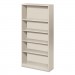 HON S72ABCQ Metal Bookcase, Five-Shelf, 34-1/2w x 12-5/8d x 71h, Light Gray