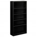 HON S72ABCP Metal Bookcase, Five-Shelf, 34-1/2w x 12-5/8w x 71h, Black