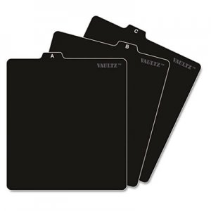 Vaultz IDEVZ01176 A-Z CD File Guides, 1/3-Cut Top Tab, A to Z, 5 x 5.75, Black