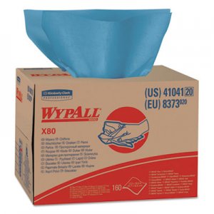 WypAll 41041 X80 Wipers, Brag Box, HYDROKNIT, 12 1/2 x 16 4/5, 160 Wipers/Carton