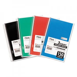 Mead 06900 Spiral Bound Notebook, Perforated, College Rule, 6 x 9 1/2, White, 150 Sheets