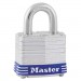 Master Lock 3D Four-Pin Tumbler Lock, Laminated Steel Body, 1 9/16" Wide, Silver/Blue, Two Keys