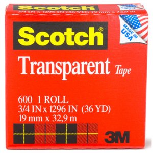 Scotch 600341296 Transparent Tape, 3/4" x 1296", 1" Core, Clear