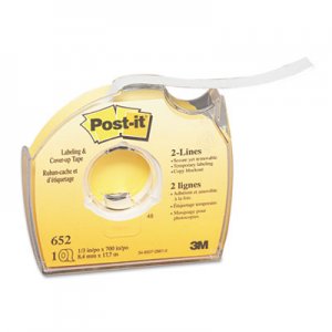 Post-it 652 Labeling & Cover-Up Tape, Non-Refillable, 1/3" x 700" Roll