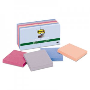 Post-it Notes Super Sticky MMM65412SSNRP Recycled Notes in Bali Colors, 3 x 3, 90/Pad, 12 Pads/Pack