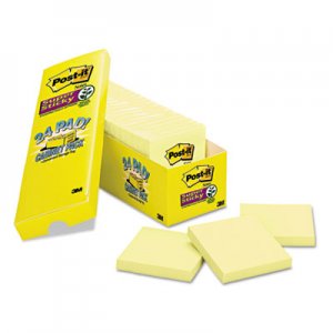Post-it Notes Super Sticky MMM65424SSCP Canary Yellow Note Pads, 3 x 3, 90/Pad, 24 Pads/Pack