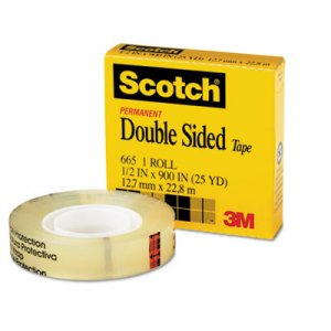 Scotch 66512900 Double-Sided Tape, 1/2" x 900", 1" Core, Clear