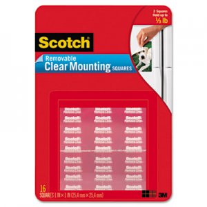 Scotch 859 Mounting Squares, Precut, Removable, 11/16" x 11/16", Clear, 35/Pack