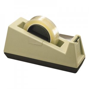 Scotch C25 Heavy-Duty Weighted Desktop Tape Dispenser, 3" Core, Plastic, Putty/Brown