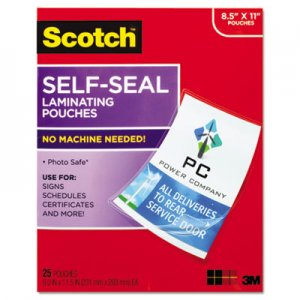 Scotch MMMLS85425G Self-Sealing Laminating Pouches, 9.5 mil, 9 3/10 x 11 4/5, 25/Pack