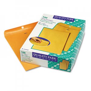 Quality Park 37910 Clasp Envelope, 12 x 15 1/2, 28lb, Brown Kraft, 100/Box