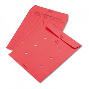 Quality Park 63574 Colored Paper String & Button Interoffice Envelope, 10 x 13, Red, 100/Box