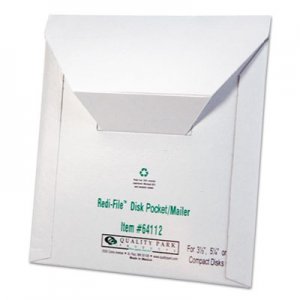 Quality Park 64112 Redi-File Disk Pocket Mailer, 6 x 5-7/8, Recycled, White, 10/Pack