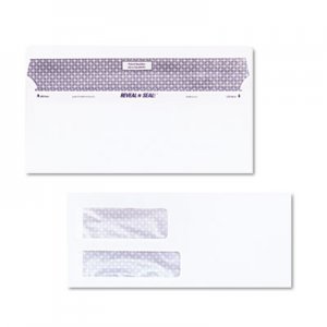 Quality Park 67529 Reveal-N-Seal Double Window Invoice Envelope, Self-Adhesive, White, 500/Box