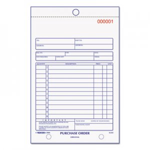 Rediform 1L141 Purchase Order Book, Bottom Punch, 5 1/2 x 7 7/8, 3-Part Carbonless, 50 Forms