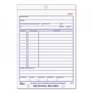 Rediform 2L260 Receiving Record Book, 5 1/2 x 7 7/8, Three-Part Carbonless, 50 Sets/Book