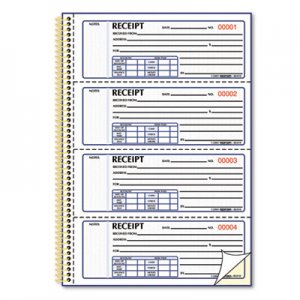 Rediform 8L810 Money Receipt Book, 7 x 2 3/4, Carbonless Duplicate, Twin Wire, 300 Sets/Book