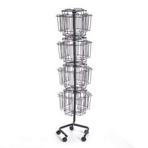 Safco 4128CH Wire Rotary Display Racks, 32 Compartments, 15w x 15d x 60h, Charcoal