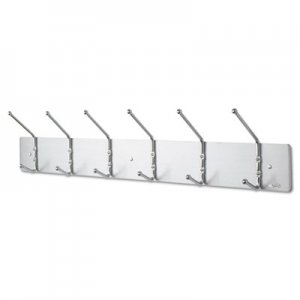 Safco 4162 Metal Wall Rack, Six Ball-Tipped Double-Hooks, 36w x 3-3/4d x 7h, Chrome