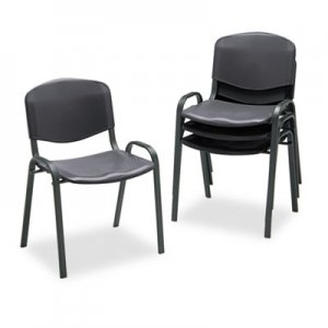 Safco 4185BL Stacking Chairs, Black w/Black Frame, 4/Carton
