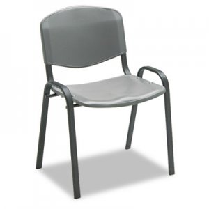 Safco 4185CH Stacking Chairs, Charcoal w/Black Frame, 4/Carton